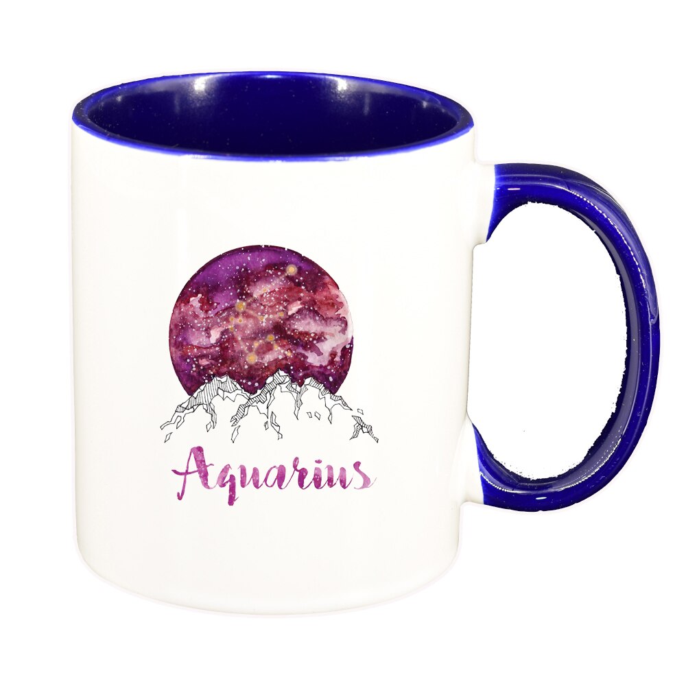 Cana Zodiac, Aquarius, interior albastru inchis, 330ml, D1386