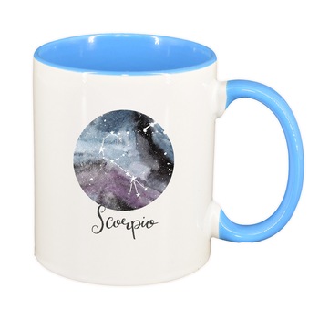 Cana Zodiac, Scorpio, interior albastru, 330ml, D1389 Cana Zodiac, Scorpio, interior albastru, 330ml, D1389