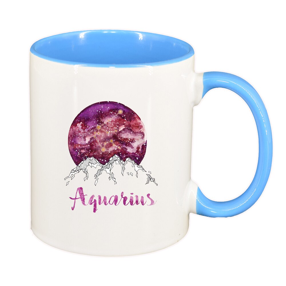 Cana Zodiac, Aquarius, interior albastru, 330ml, D1386