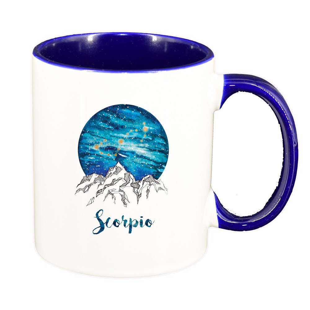 Cana Zodiac, Scorpio, interior albastru inchis, 330ml, D1388