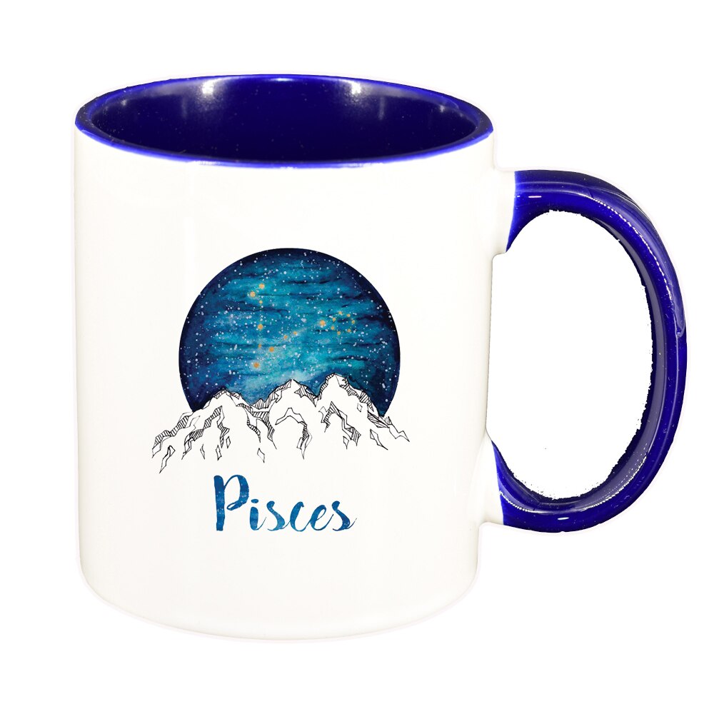 Cana Zodiac, Pisces, interior albastru inchis, 330ml, D1387