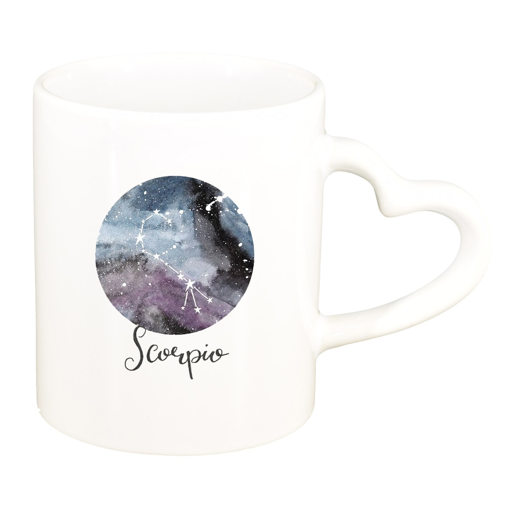 Cana Zodiac, Scorpio, alb, maner inima, 330ml, D1389
