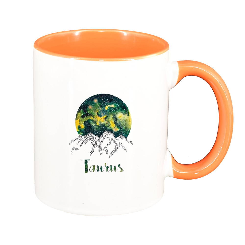 Cana Zodiac, Taurus, interior portocaliu, 330ml, D1391