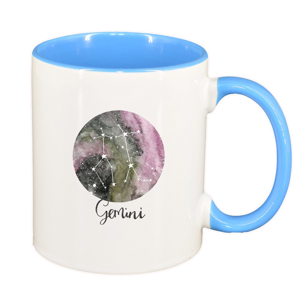 Cana Zodiac, Gemini, interior albastru, 330ml, D1390