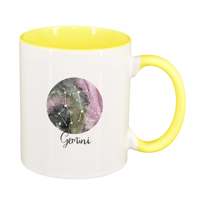 Zodiac bögre, Gemini, sárga belső, 330ml, D1390