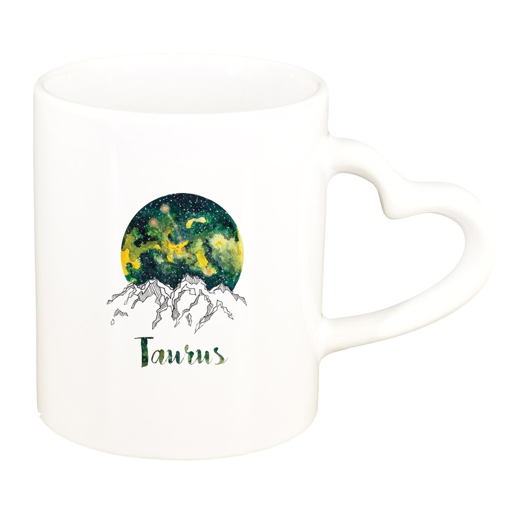 Cana Zodiac, Taurus, alb, maner inima, 330ml, D1391