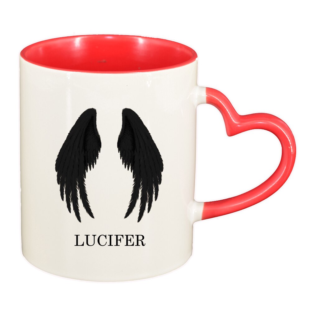 Cana Lucifer, interior rosu, maner inima, 330ml, D1393