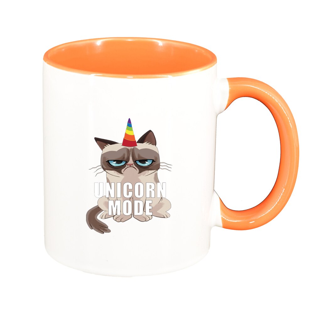 Cana Meme - Grumpy Unicorn Mode, interior portocaliu, 330ml, D1397