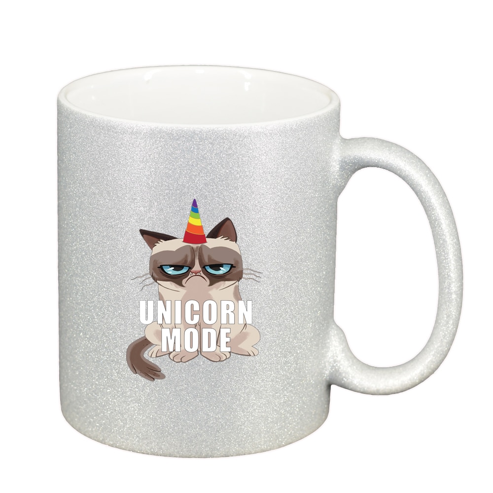 Cana Meme - Grumpy Unicorn Mode, argintiu sidefata glitter, 330ml, D1397