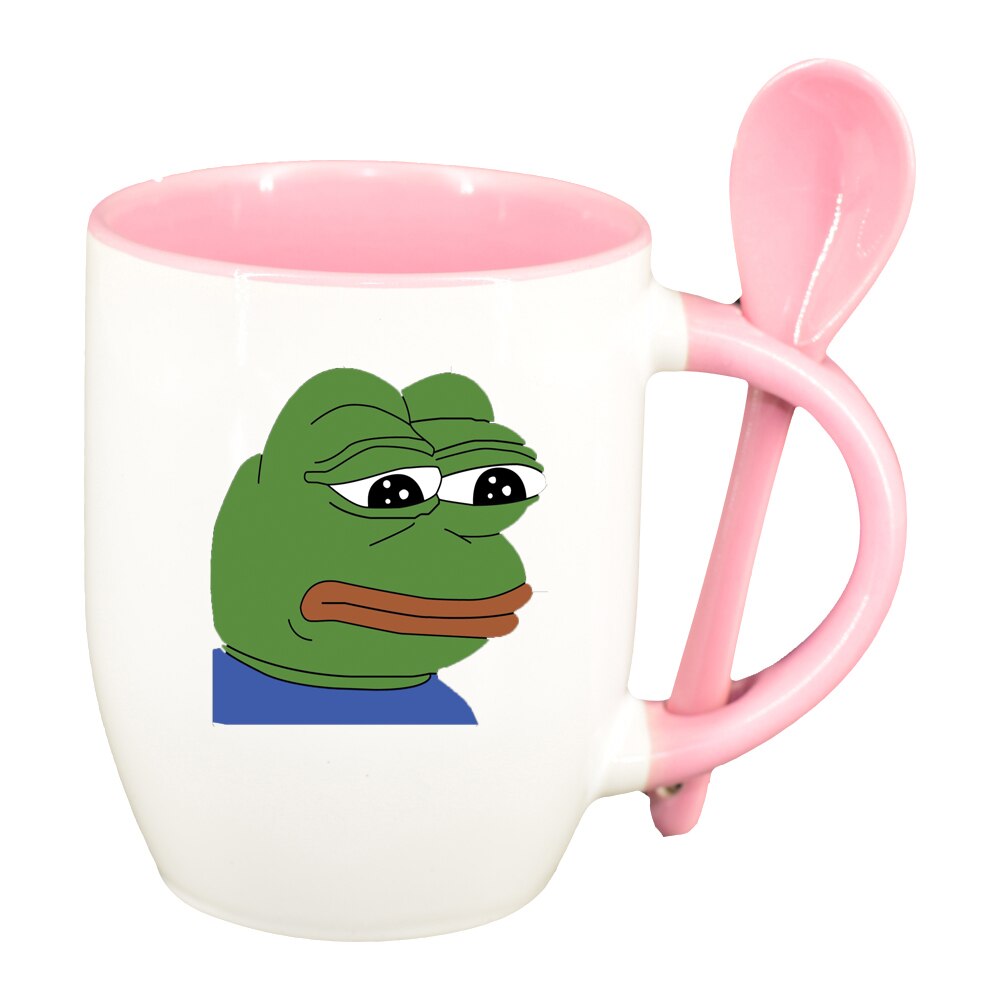 Cana Meme - Funny cu lingurita, interior roz, 330ml, D1398