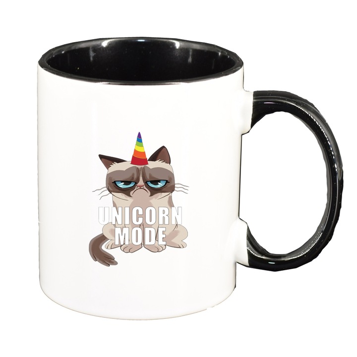Mém bögre - Grumpy Unicorn Mode, fekete belső, 330 ml, D1397