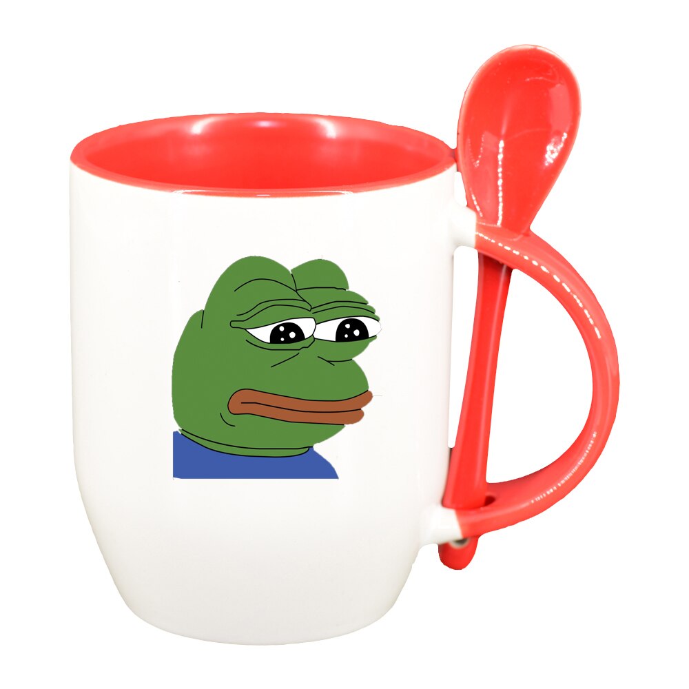 Cana Meme - Funny cu lingurita, interior rosu, 330ml, D1398