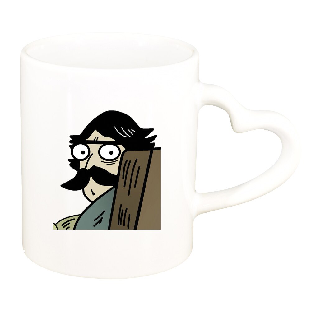 Cana Meme, alb, maner inima, 330ml, D1396