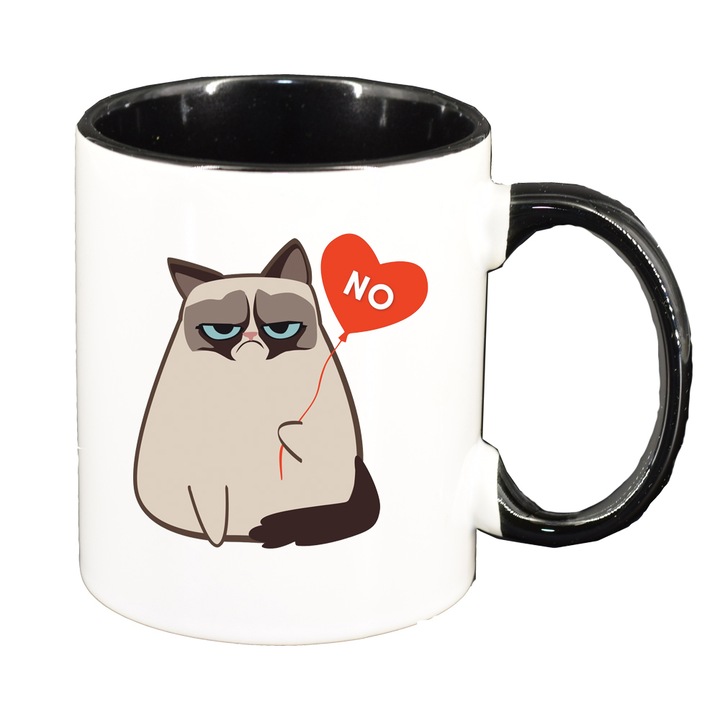 BestCase D1400 Meme Grumpy Cat bögre, 330 ml, belül fekete