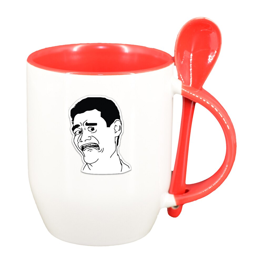 Cana Meme - Harold cu lingurita, interior rosu, 330ml, D1401