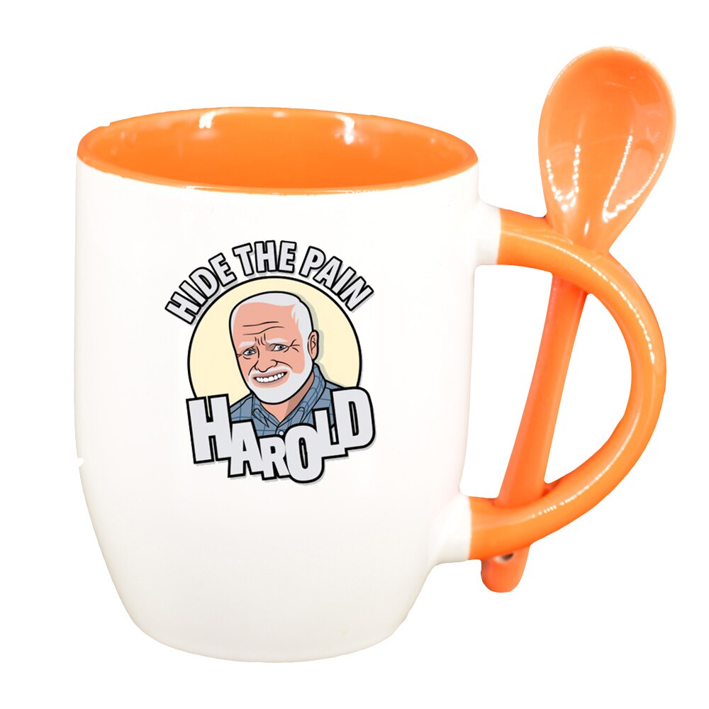 Cana Meme - Harold cu lingurita, interior portocaliu, 330ml, D1402