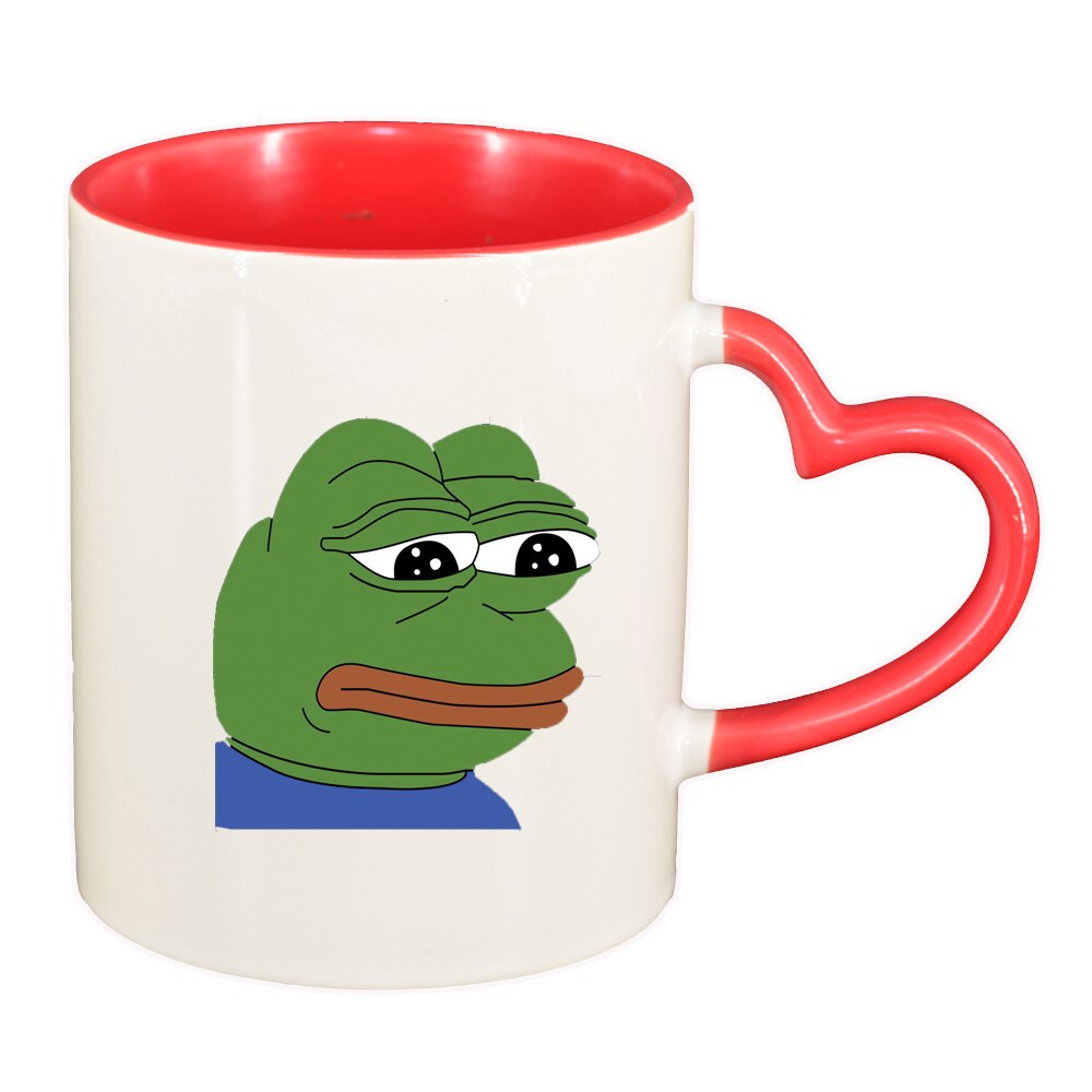 Cana Meme - Funny, interior rosu, maner inima, 330ml, D1398