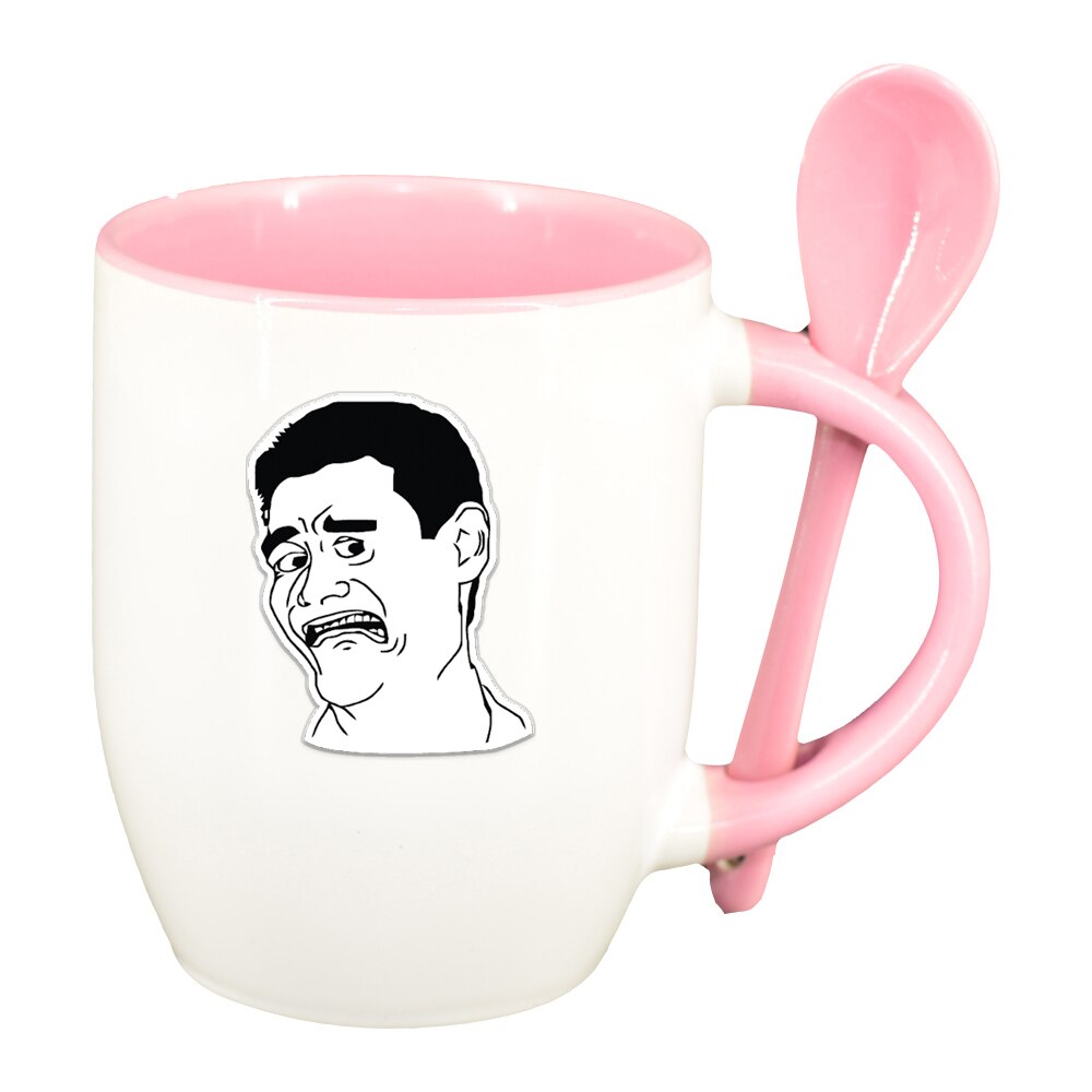 Cana Meme - Harold cu lingurita, interior roz, 330ml, D1401
