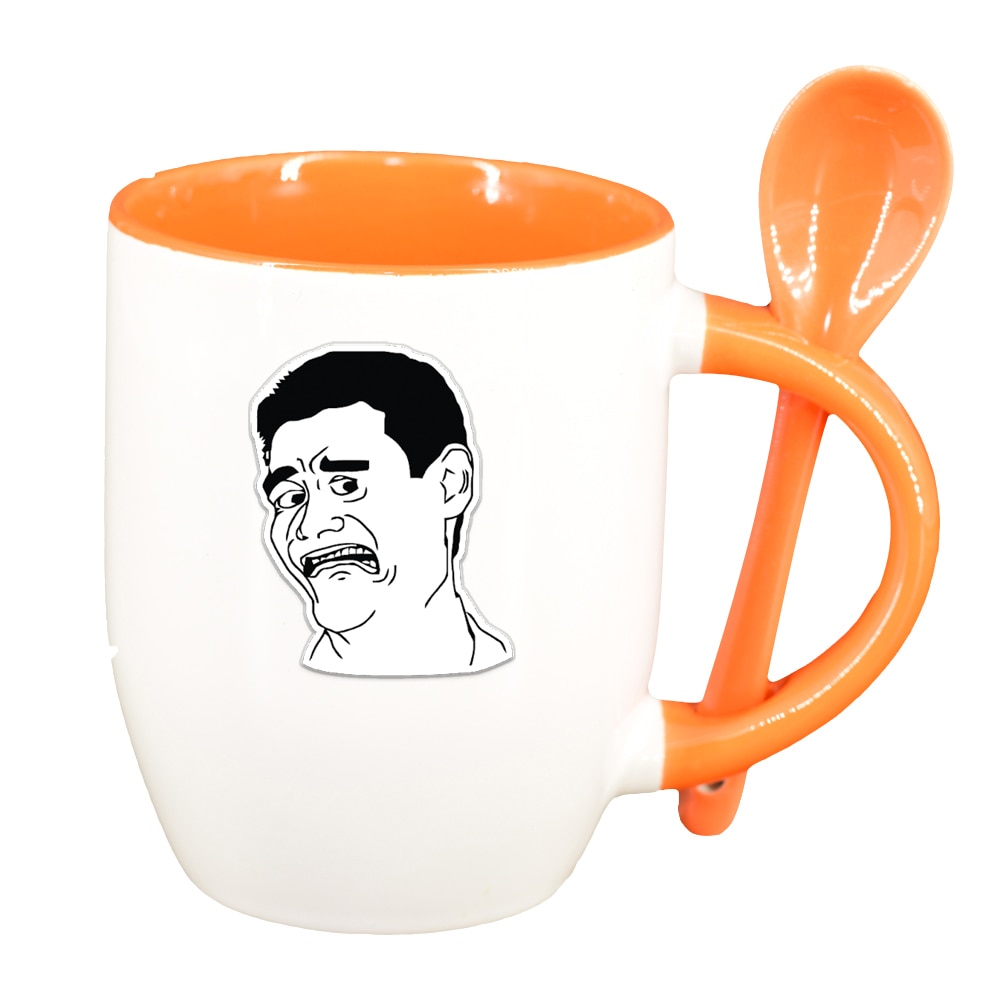 Cana Meme - Harold cu lingurita, interior portocaliu, 330ml, D1401