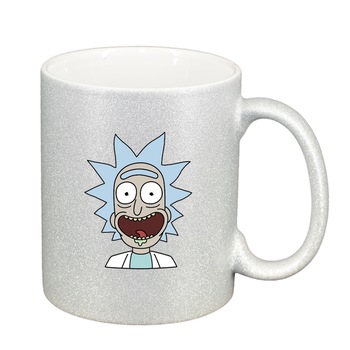 Cana Rick and Morty, argintiu sidefata glitter, 330ml, D1404 Cana Rick and Morty, argintiu sidefata glitter, 330ml, D1404