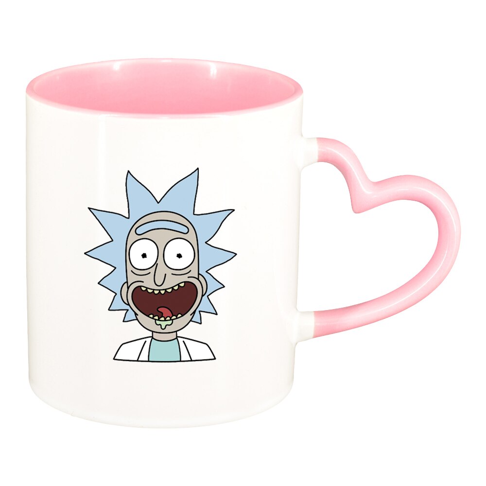 Cana Rick and Morty, interior roz, maner inima, 330ml, D1404