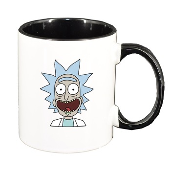 Cana Rick and Morty, interior negru, 330ml, D1404 Cana Rick and Morty, interior negru, 330ml, D1404