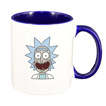 Cana Rick and Morty, interior albastru inchis, 330ml, D1404 Cana Rick and Morty, interior albastru inchis, 330ml, D1404