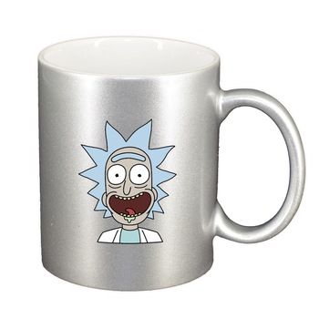Cana Rick and Morty, argintiu sidefata, 330ml, D1404 Cana Rick and Morty, argintiu sidefata, 330ml, D1404