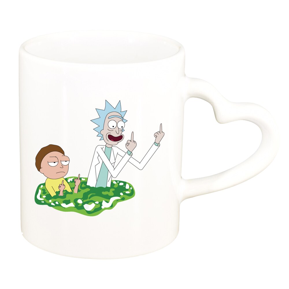 Cana Rick and Morty, alb, maner inima, 330ml, D1406