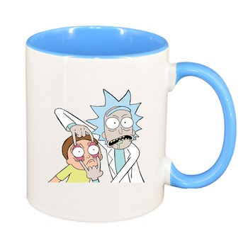 Cana Rick and Morty, interior albastru, 330ml, D1405 Cana Rick and Morty, interior albastru, 330ml, D1405