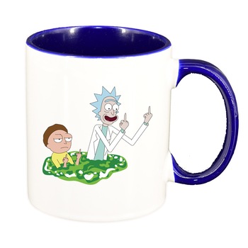 Cana Rick and Morty, interior albastru inchis, 330ml, D1406 Cana Rick and Morty, interior albastru inchis, 330ml, D1406