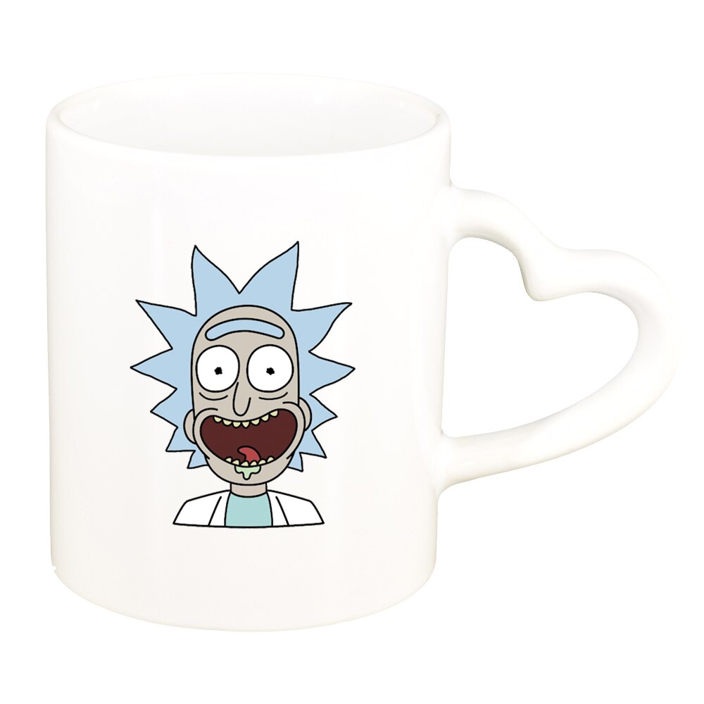 Cana Rick and Morty, alb, maner inima, 330ml, D1404