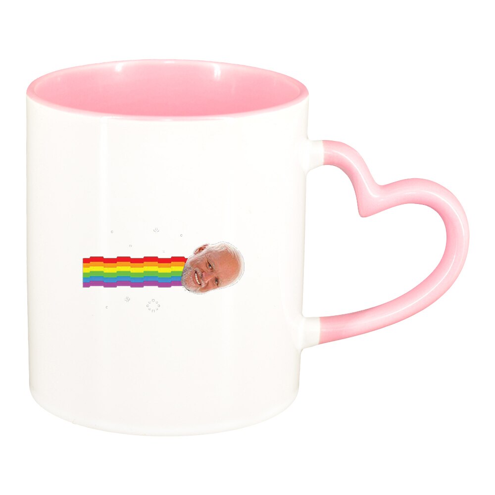 Cana Meme - Harold, interior roz, maner inima, 330ml, D1403