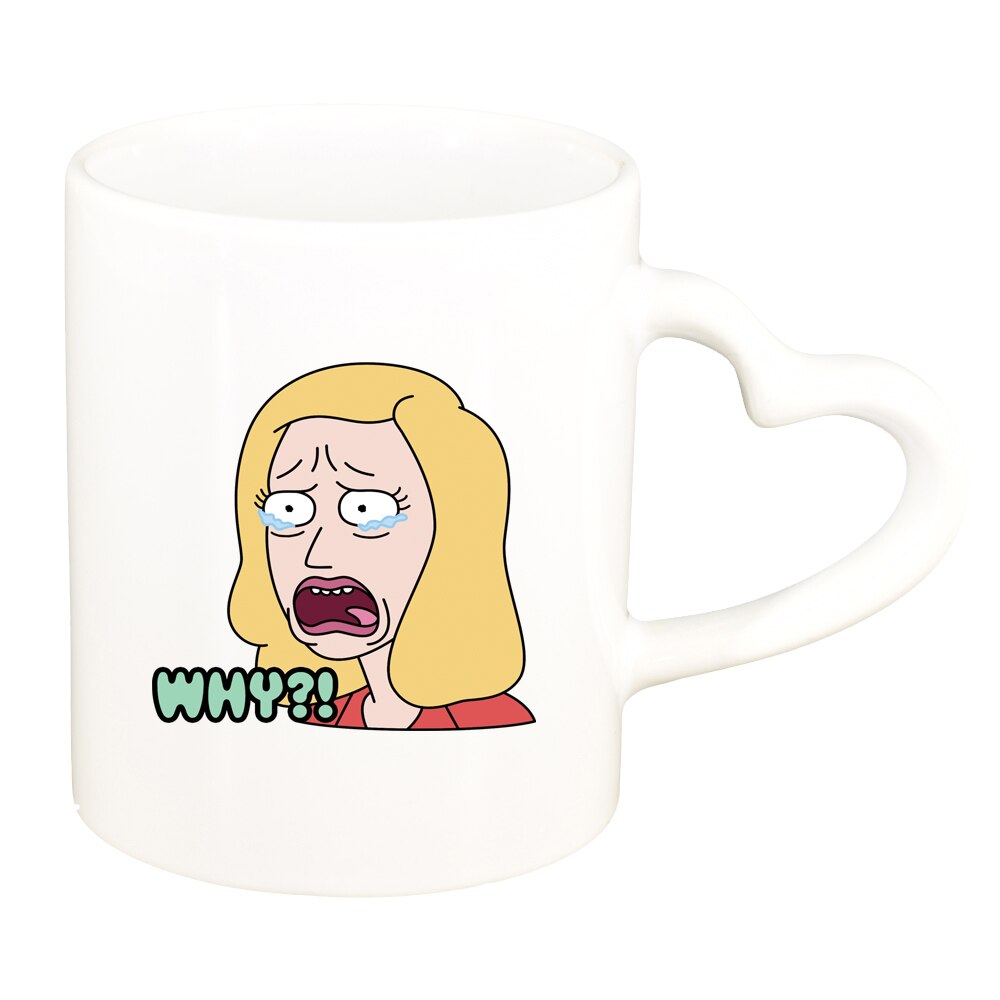 Cana Rick and Morty, alb, maner inima, 330ml, D1408