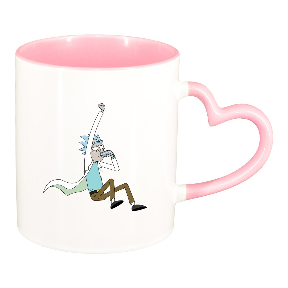 Cana Rick and Morty, interior roz, maner inima, 330ml, D1409