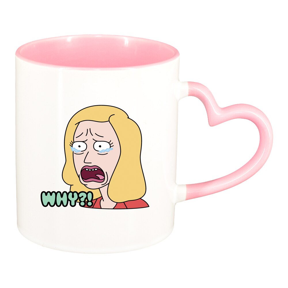 Cana Rick and Morty, interior roz, maner inima, 330ml, D1408