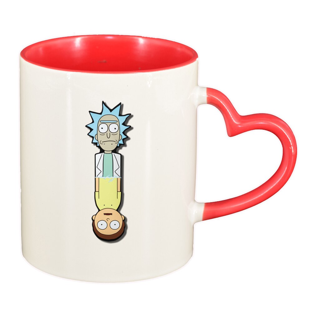 Cana Rick and Morty, interior rosu, maner inima, 330ml, D1412