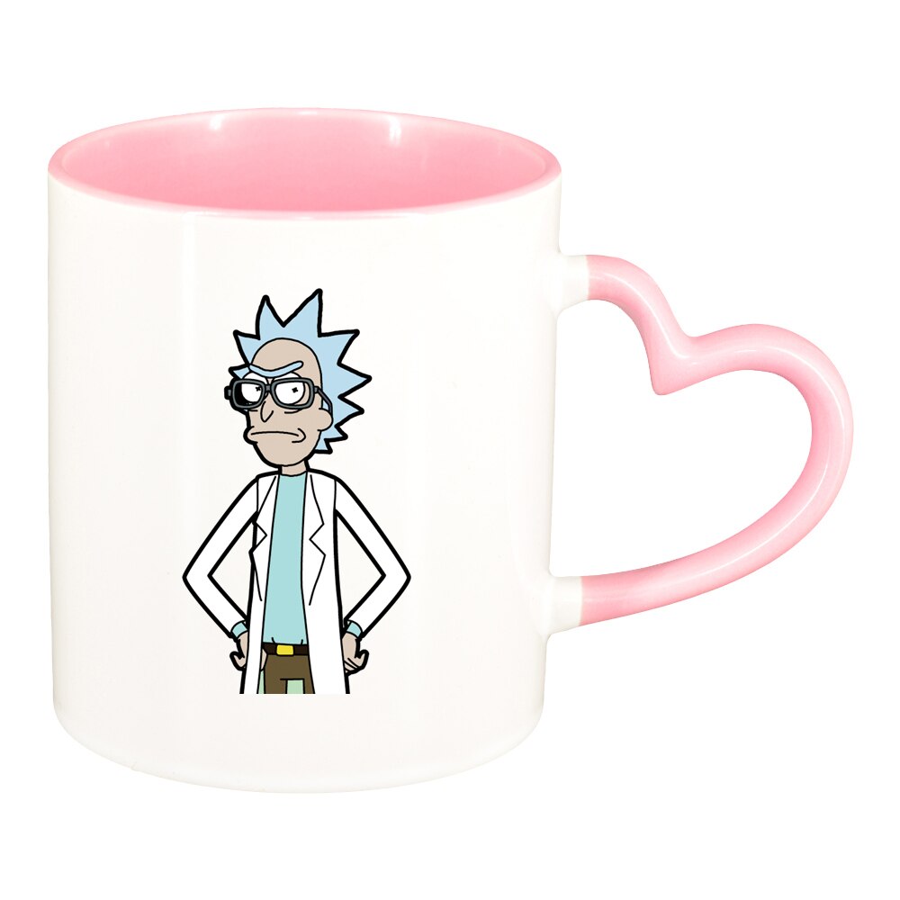 Cana Rick and Morty, interior roz, maner inima, 330ml, D1413