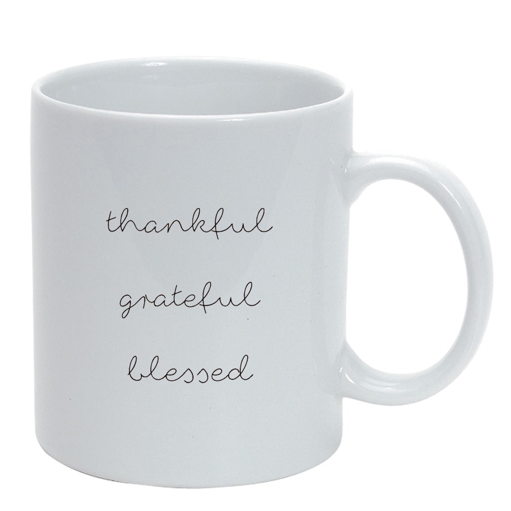 Cana cu mesaj thankful, alb, 330ml, D1422
