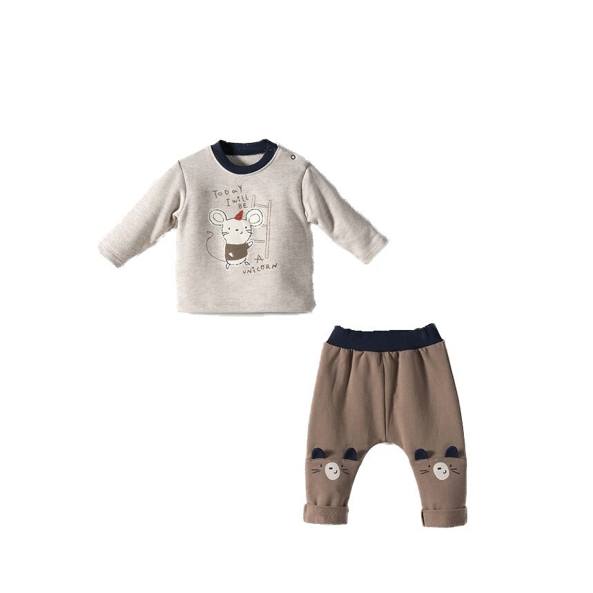 Set bluza si pantalon 2 piese, bumbac, Bebetto Funster, Maro