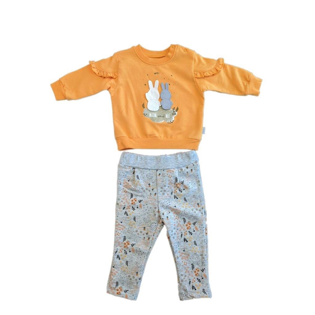 Set bluza si pantalon 2 piese, bumbac. Bebetto, Rabbit In Moon, Oranj