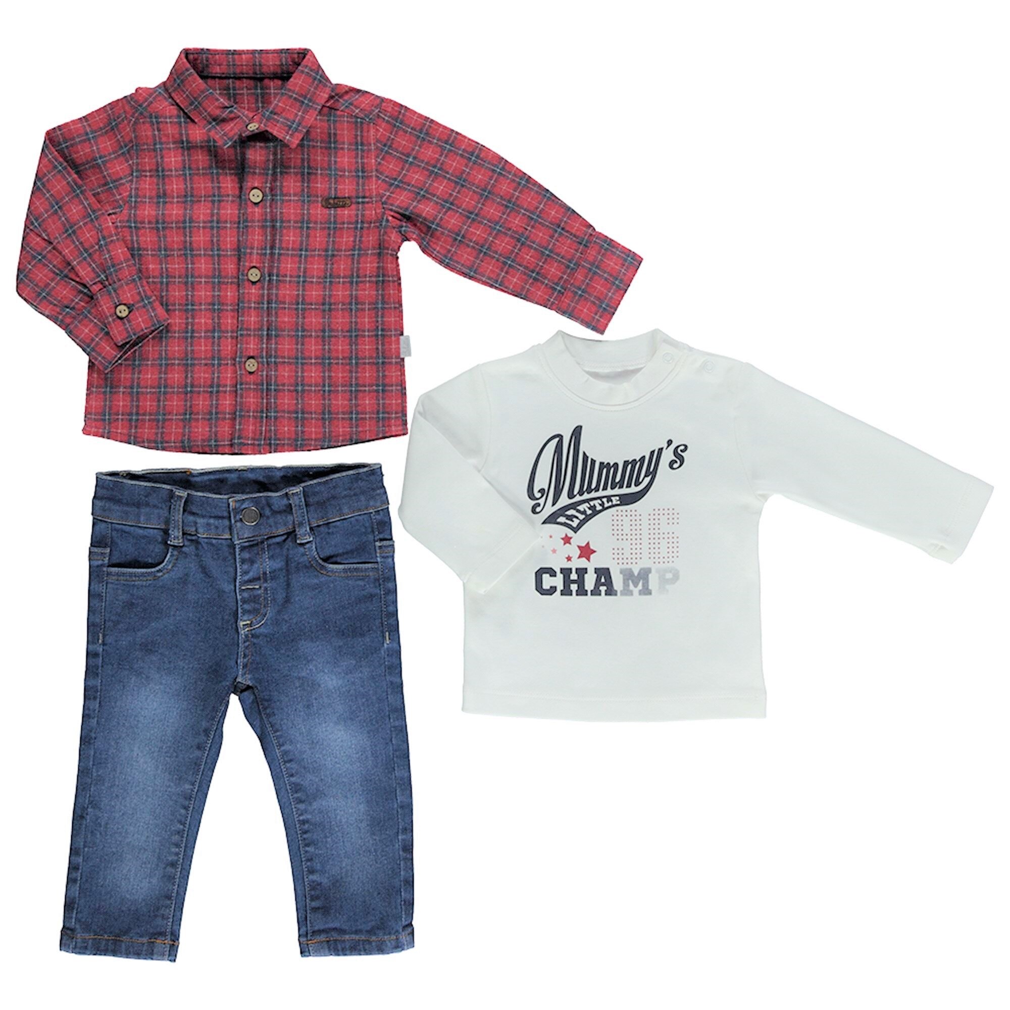 3 piese Bebetto - Little Champ, Rosu/Albastru/Alb