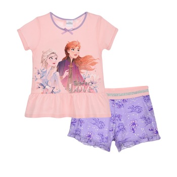 Pijamale maneca scurta Disney Frozen, roz/mov Pijamale maneca scurta Disney Frozen, roz/mov