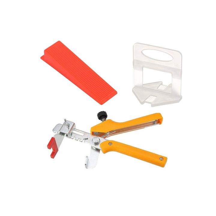 Set COMPLET nivelare gresie 0.5 mm -900 clipsuri, 300 pene si 1 cleste metalic gama PROMaxx