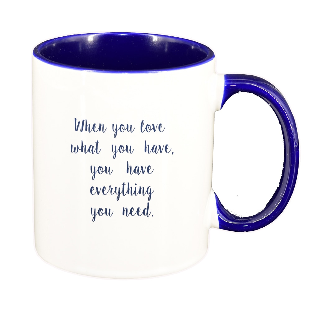 Cana cu mesaj When you Love, interior albastru inchis, 330ml, D1420