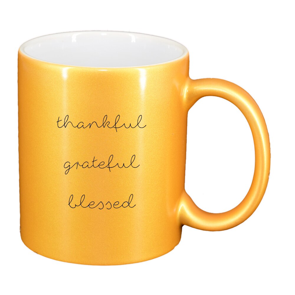 Cana cu mesaj thankful, auriu sidefata, 330ml, D1422