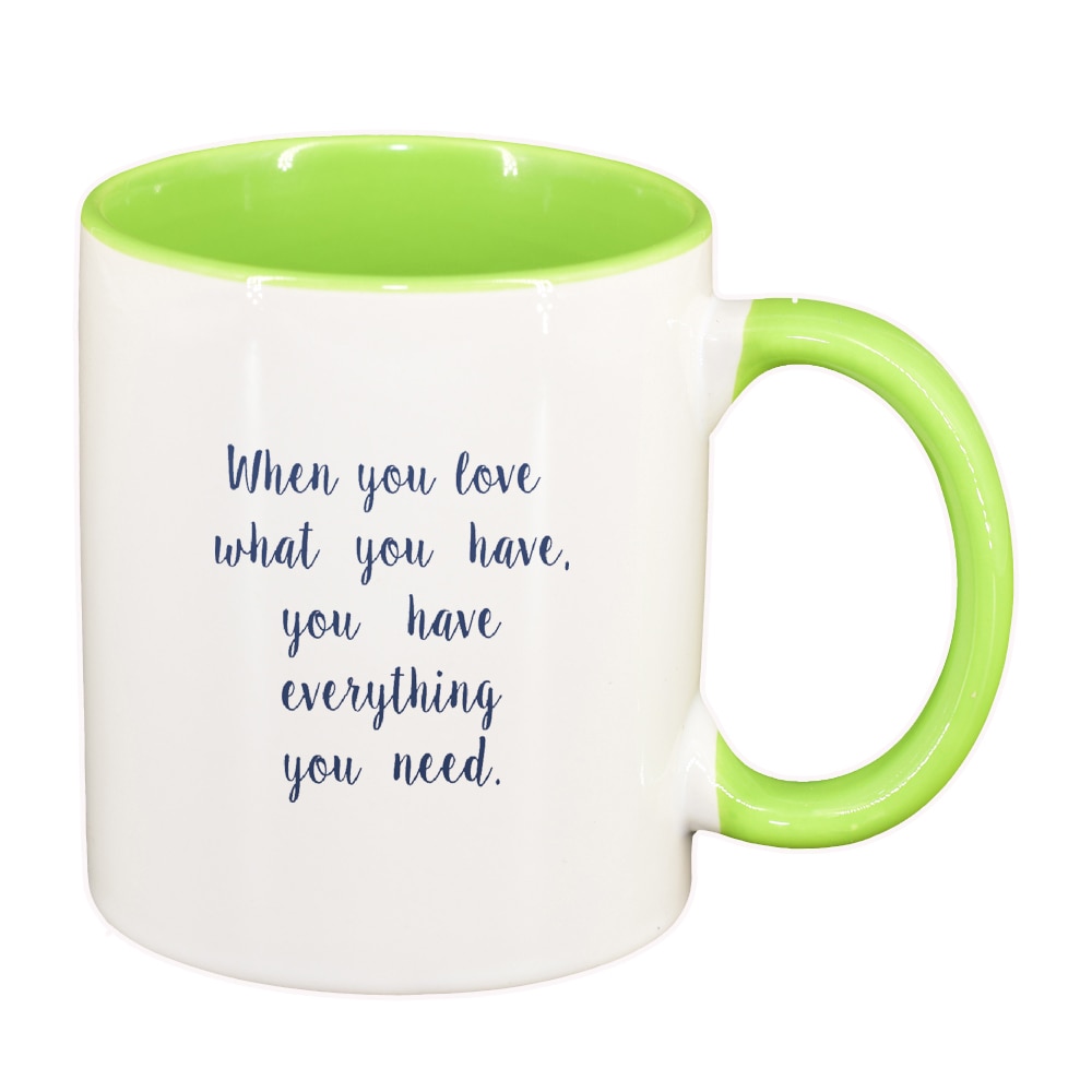 Cana cu mesaj When you Love, interior verde deschis, 330ml, D1420