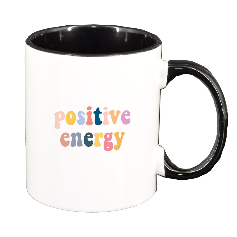 Cana cu mesaj Positive Energy, interior negru, 330ml, D1423