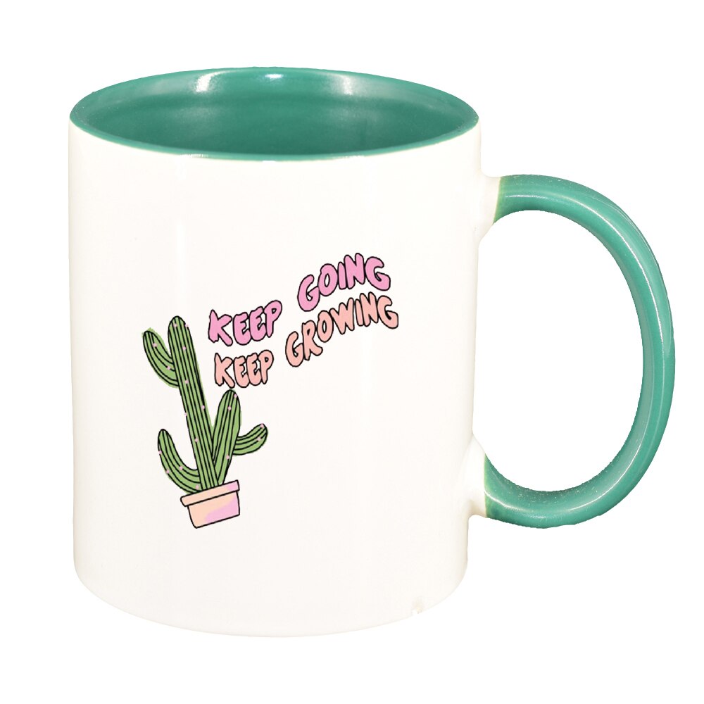 Cana cu mesaj Keep Going, interior verde, 330ml, D1424