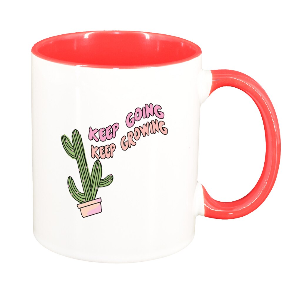 Cana cu mesaj Keep Going, interior rosu, 330ml, D1424